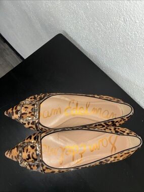 Sam Edelman Leopard-Print Pointed Flats with Buckle Detail